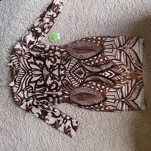 Sold: Brand New Windsor Rose Gold Sparkle Cocktail Dress